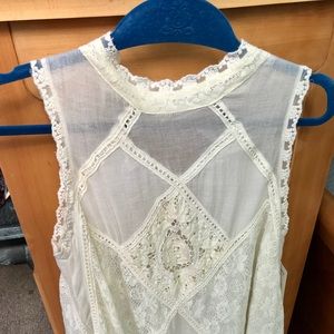 Free People NWY ivory linen and lace dress.